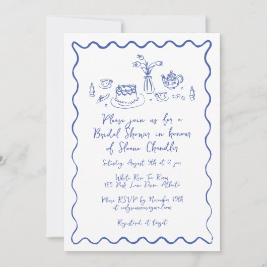 Hand getrokken eten en Drinken Doodles Bridal Brun Kaart (Voorkant)