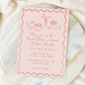 Hand getrokken eten en Drinken Doodles Bridal Brun Kaart