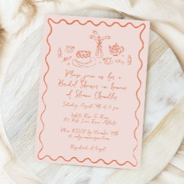 Hand getrokken eten en Drinken Doodles Bridal Brun Kaart