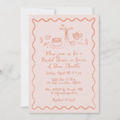 Hand getrokken eten en Drinken Doodles Bridal Brun Kaart (Voorkant)