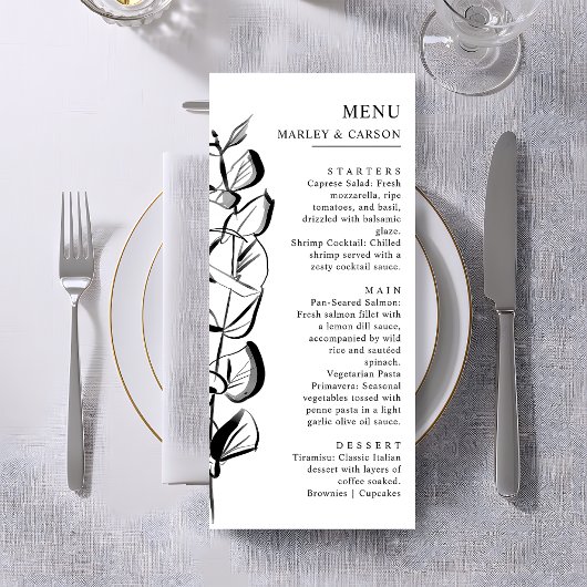Hand getrokken Eucalyptus Spring Eenvoudige modern Menu