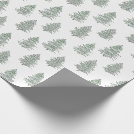 Hand getrokken Evergreen Tree Patroon Cadeaupapier (Hoek)