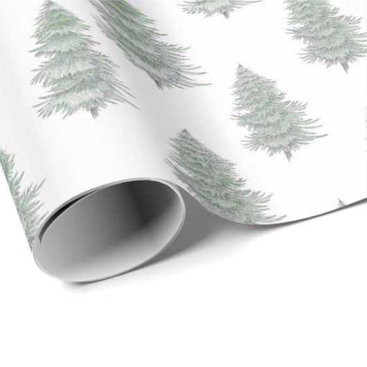 Hand getrokken Evergreen Tree Patroon Cadeaupapier (Rol Hoek)