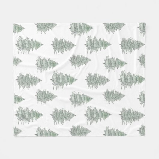 Hand getrokken Evergreen Tree Patroon Fleece Deken (Voorkant (Horizontaal))