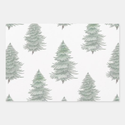 Hand getrokken Evergreen Tree Patroon Inpakpapier Vel (Voorkant 2)