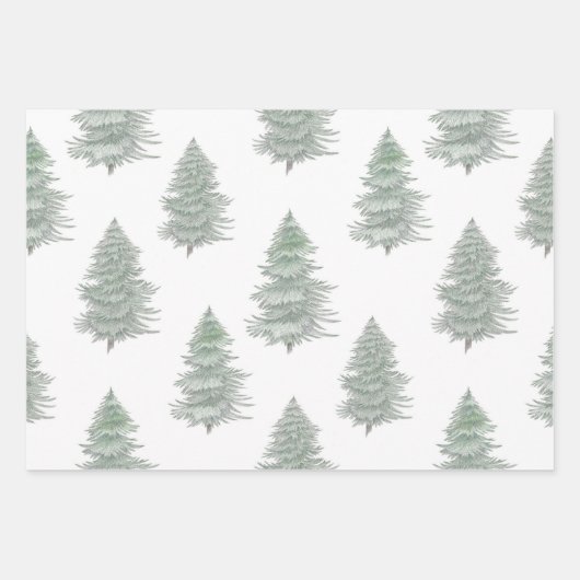 Hand getrokken Evergreen Tree Patroon Inpakpapier Vel (Voorkant)