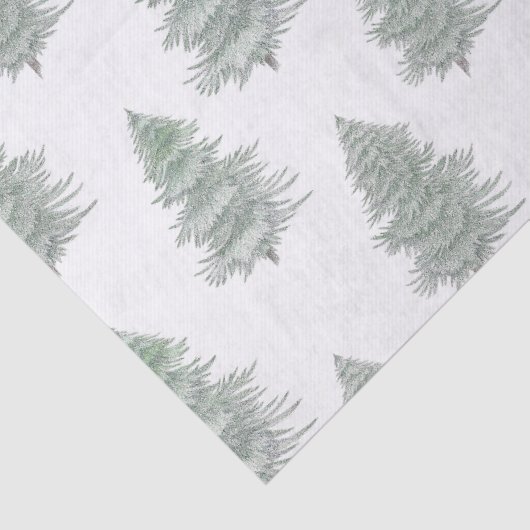 Hand getrokken Evergreen Tree Patroon Tissuepapier (Detail)