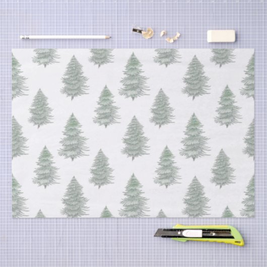 Hand getrokken Evergreen Tree Patroon Tissuepapier (Craft)