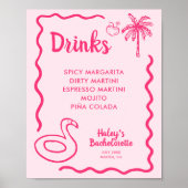 Hand getrokken Final Flamingle Bachelorette Drinke Poster (Voorkant)