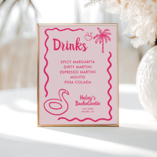 Hand getrokken Final Flamingle Bachelorette Drinke Poster