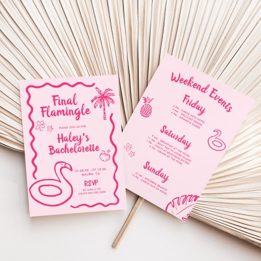 Hand getrokken Final Flamingle Bachelorette Kaart