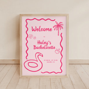 Hand getrokken Final Flamingle Bachelorette Welkom Poster