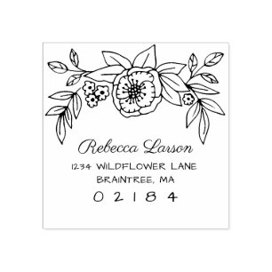 Hand getrokken Floral Arrangement retouradres Rubberstempel
