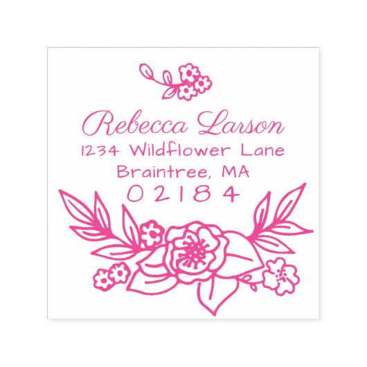 Hand getrokken Floral Arrangement retouradres Zelfinktende Stempel (Design)