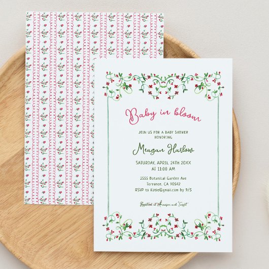 Hand getrokken Floral Baby in Bloom Meisje Baby sh Kaart