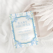 Hand getrokken Floral Baby Jongen Douche met Boog Kaart