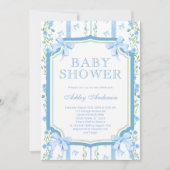 Hand getrokken Floral Baby Jongen Douche met Boog Kaart (Voorkant)