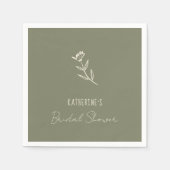 Hand getrokken Floral Botanical Scribble Vrijgezel Servet (Voorkant)