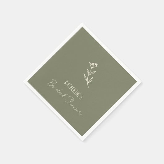 Hand getrokken Floral Botanical Scribble Vrijgezel Servet (Hoek)