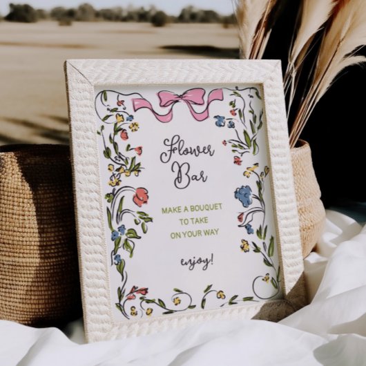 Hand getrokken Floral Bow Vrijgezellenfeest Flower Poster