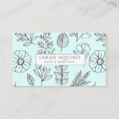 Hand getrokken Floral Doodle Doula Aqua Geboorteco Visitekaartje (Voorkant)