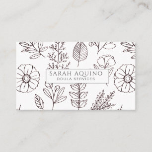 Hand getrokken Floral Doodle Doula Geboortecoach W Visitekaartje