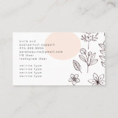 Hand getrokken Floral Doodle Doula Geboortecoach W Visitekaartje (Achterkant)