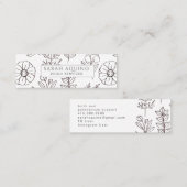 Hand getrokken Floral Doodle Doula White Geboorte  Mini Visitekaartje (Voorkant / Achterkant)