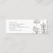 Hand getrokken Floral Doodle Doula White Geboorte  Mini Visitekaartje (Achterkant)