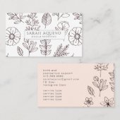 Hand getrokken Floral Doodle Doula White Geboorte  Visitekaartje (Voorkant / Achterkant)