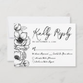 Hand getrokken Floral grillige botanische bruiloft RSVP Kaartje (Voorkant)