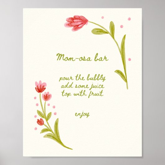 Hand getrokken Floral Mom-osa Bar Poster (Voorkant)