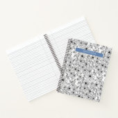 Hand getrokken Floral Zwart Wit Patroon & Blauwe N Notitieboek (Binnen)