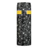 Hand getrokken Floral Zwart Wit Patroon Geel Naam Thermosbeker (Achterkant)