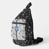 Hand getrokken Floral Zwart Wit Patroon met Initia Sling Bag (Rechterhoek)
