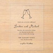 Hand getrokken fluiten Doodle moderne bruiloft Acryl Uitnodigingen (Voorkant)