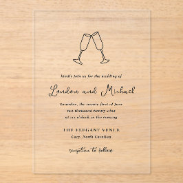 Hand getrokken fluiten Doodle moderne bruiloft Acryl Uitnodigingen