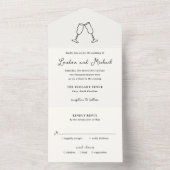 Hand getrokken fluiten Doodle moderne bruiloft All In One Uitnodiging (Binnen)