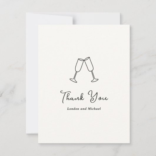 Hand getrokken fluiten Doodle moderne bruiloft Bedankkaart (Voorkant)