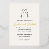 Hand getrokken fluiten Doodle moderne bruiloft Folie Uitnodiging (Voorkant)