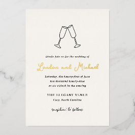 Hand getrokken fluiten Doodle moderne bruiloft Folie Uitnodiging