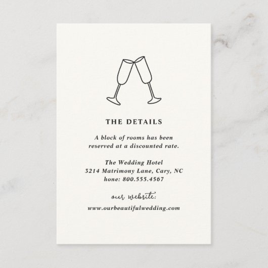 Hand getrokken fluiten Doodle moderne bruiloft Informatiekaartje (Voorkant)