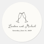 Hand getrokken fluiten Doodle moderne bruiloft Ronde Sticker (Voorkant)