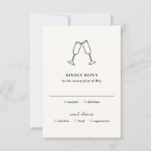 Hand getrokken fluiten Doodle moderne bruiloft RSVP Kaartje (Voorkant)