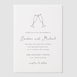 Hand getrokken fluiten Doodle moderne bruiloft Vellum Uitnodigingen