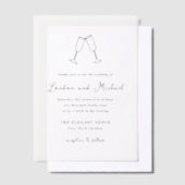 Hand getrokken fluiten Doodle moderne bruiloft Vellum Uitnodigingen (Offset)