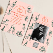 Hand getrokken Foto Arcode Hedendaagse Bruiloft Kaart