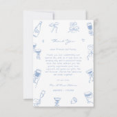 Hand getrokken Foto Dusty Blue Wedding Bedankkaart (Voorkant)