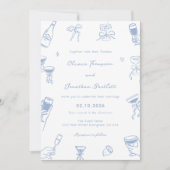 Hand getrokken Foto Dusty Blue Wedding Kaart (Voorkant)