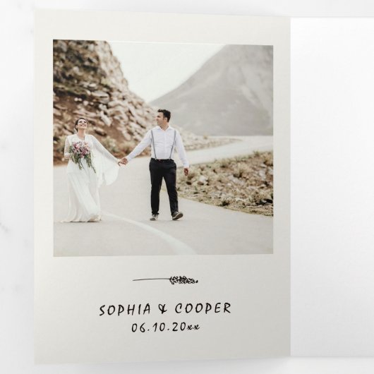  Hand Getrokken Foto Huwelijk Drieluik Uitnodiging (Binnenzijde eerst)